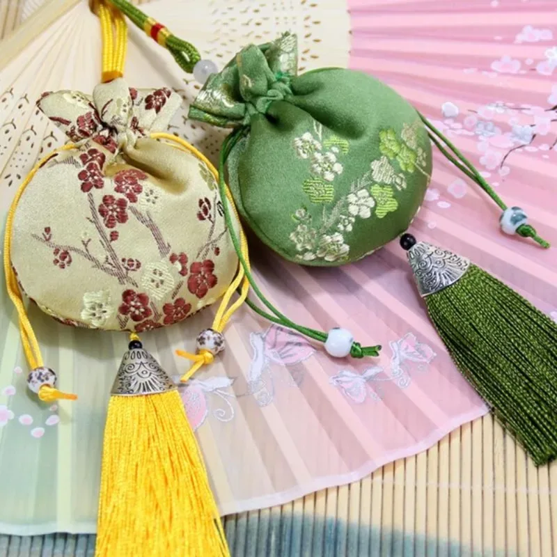 sachet vintage brocart hanfu accessoires voiture accrocher intérieur portable sachet bijoux sac de rangement