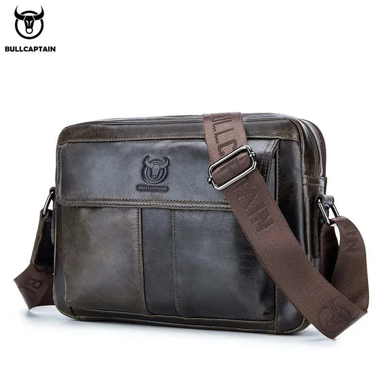 bullcaptain sac à bandoulière en cuir véritable pour hommes grande capacité sac à main multifonctionnel décontracté une mallette d'affaires de mode