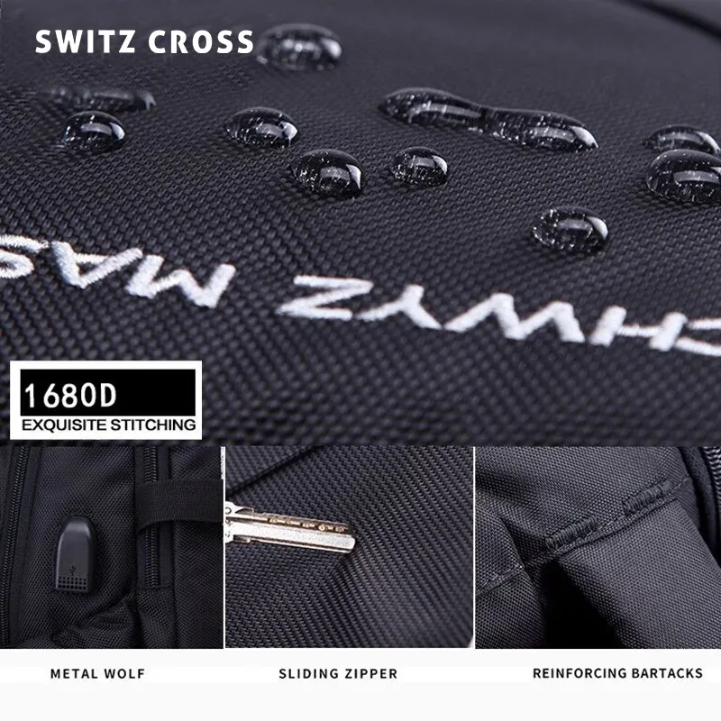 sac à dos antivol pour homme mochila swiss avec port usb, sac à dos imperméable pour ordinateur portable de 15,6 pouces et 17 pouces, pour affaires et école