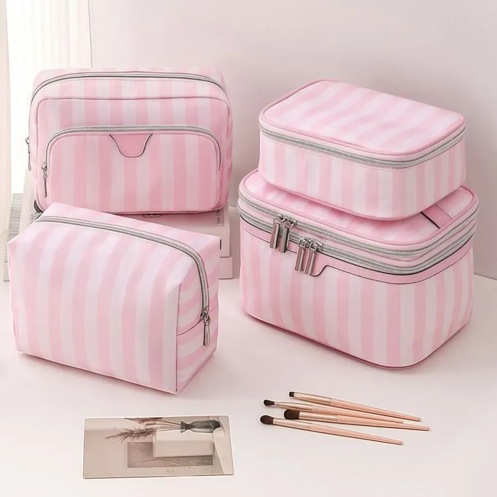grande trousse de maquillage portable en tissu oxford, sac de rangement cosmétique de voyage, style minimaliste, sacs de toilette