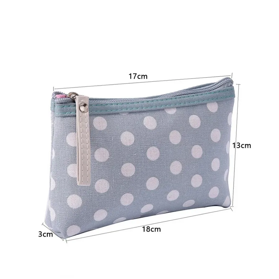 sac de maquillage en toile imprimé de points, sacs à cosmétiques pour femmes, trousse de toilette, organisateur de téléphone, pochette pour clé de téléphone, porte-monnaie, sac à cosmétiques de voyage