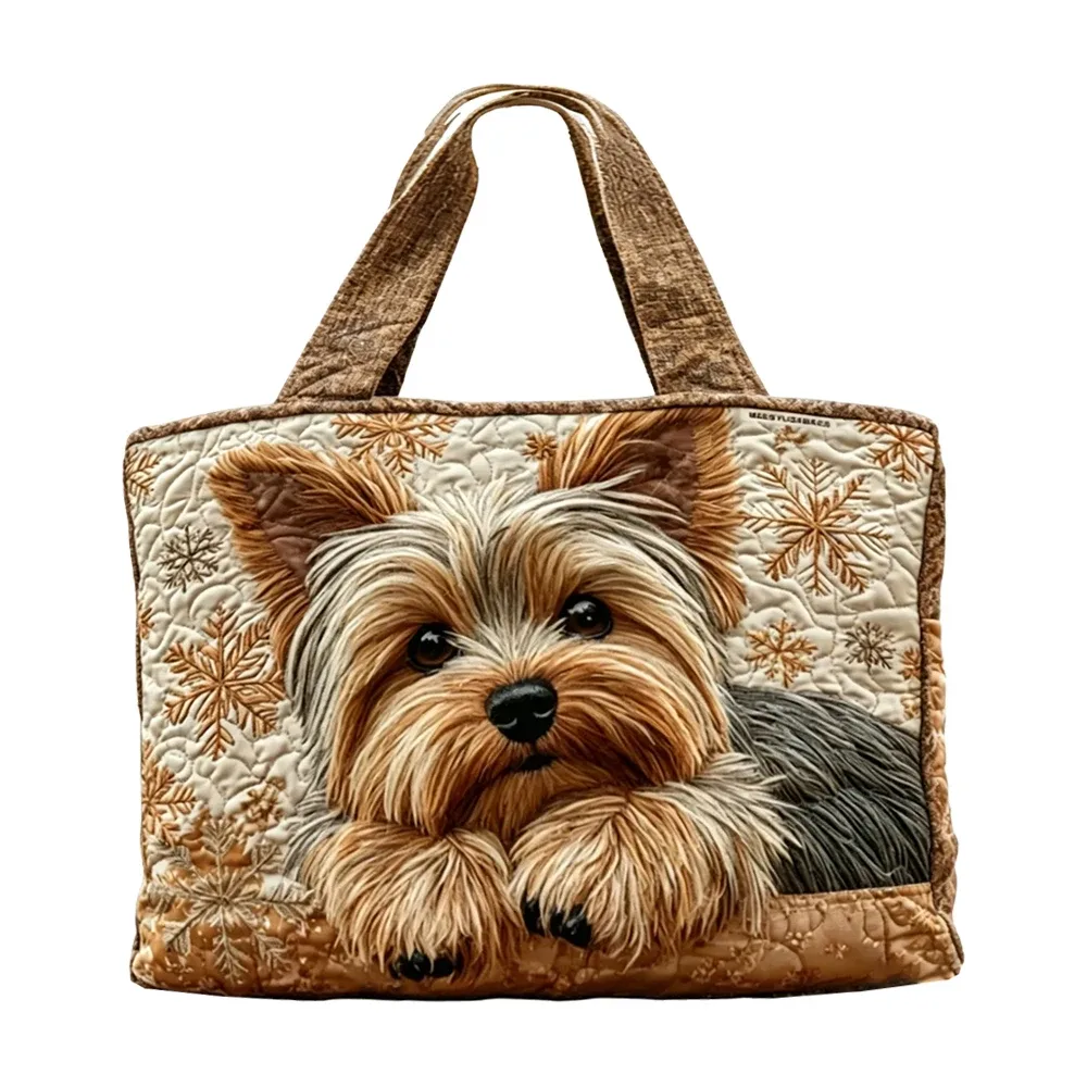 sac à main matelassé pour femme, motif chien yorkshire terrier amusant, sac à bandoulière décontracté pour le shopping quotidien