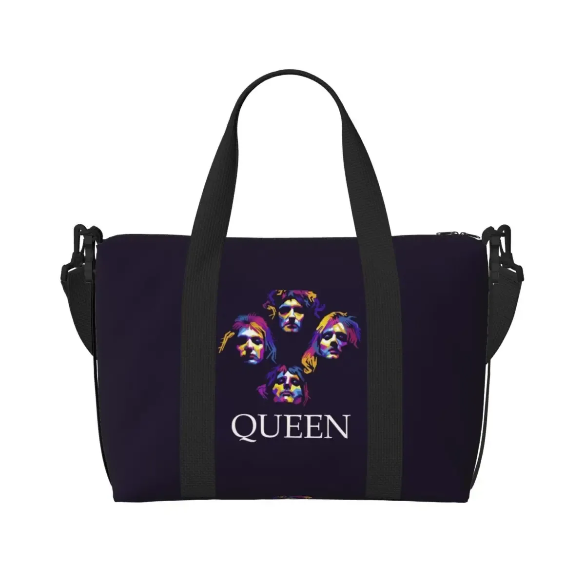 sac fourre-tout personnalisé freddie mercury queen band pour femmes, sac de voyage à bandoulière de plage de grande capacité