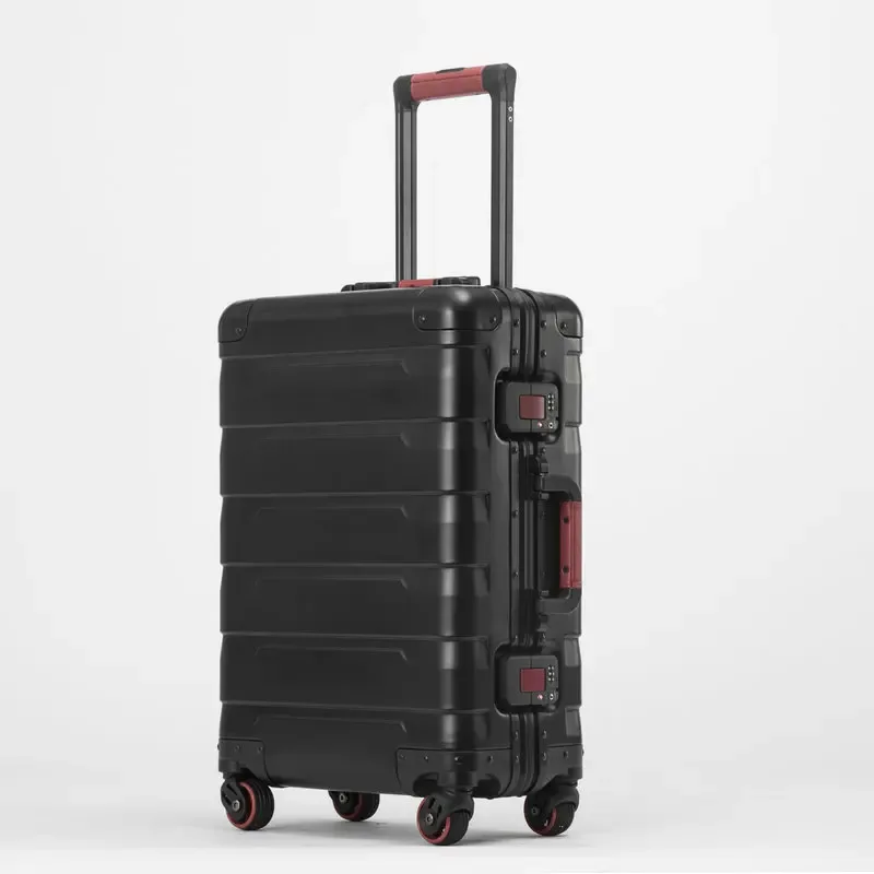 bagages de voyage tout en aluminium pour hommes et femmes, roue universelle, boîte en métal à la mode, bagages d'affaires, valise à roulettes, 20/24 pouces, nouveau
