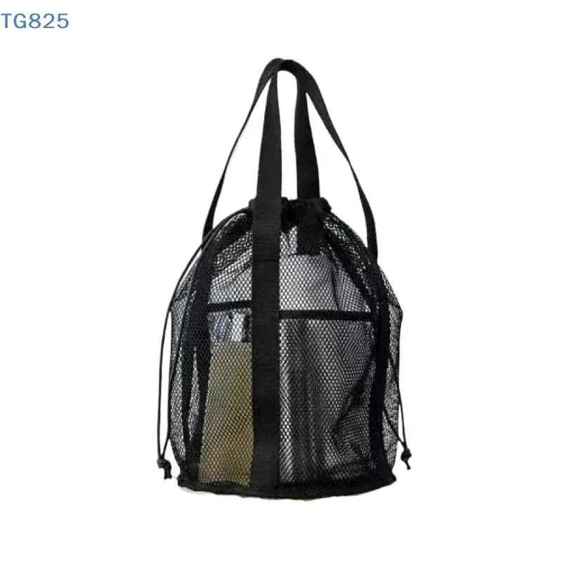 sac de voyage en nylon maillé grande capacité, organisateur de cosmétiques, sacs à cordon en maille décontractés pliables, pochette à cordon, sac de lavage pour la natation