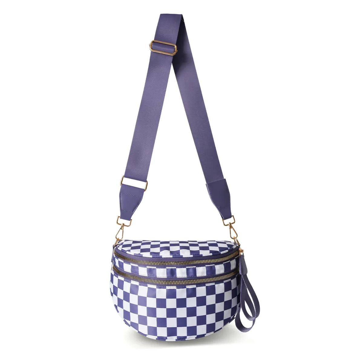 doyogi noir et blanc à carreaux spacieux bum sac sacs à bandoulière pour femmes en nylon essentiels de voyage sac de maman sac à couches pour maman