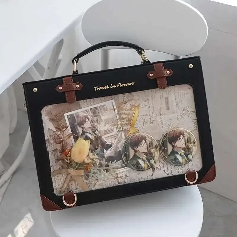 y2k style preppy grande capacité ita sac à dos lolita fille transparent mode bricolage affichage sac à bandoulière sac à bandoulière mignon sac à main
