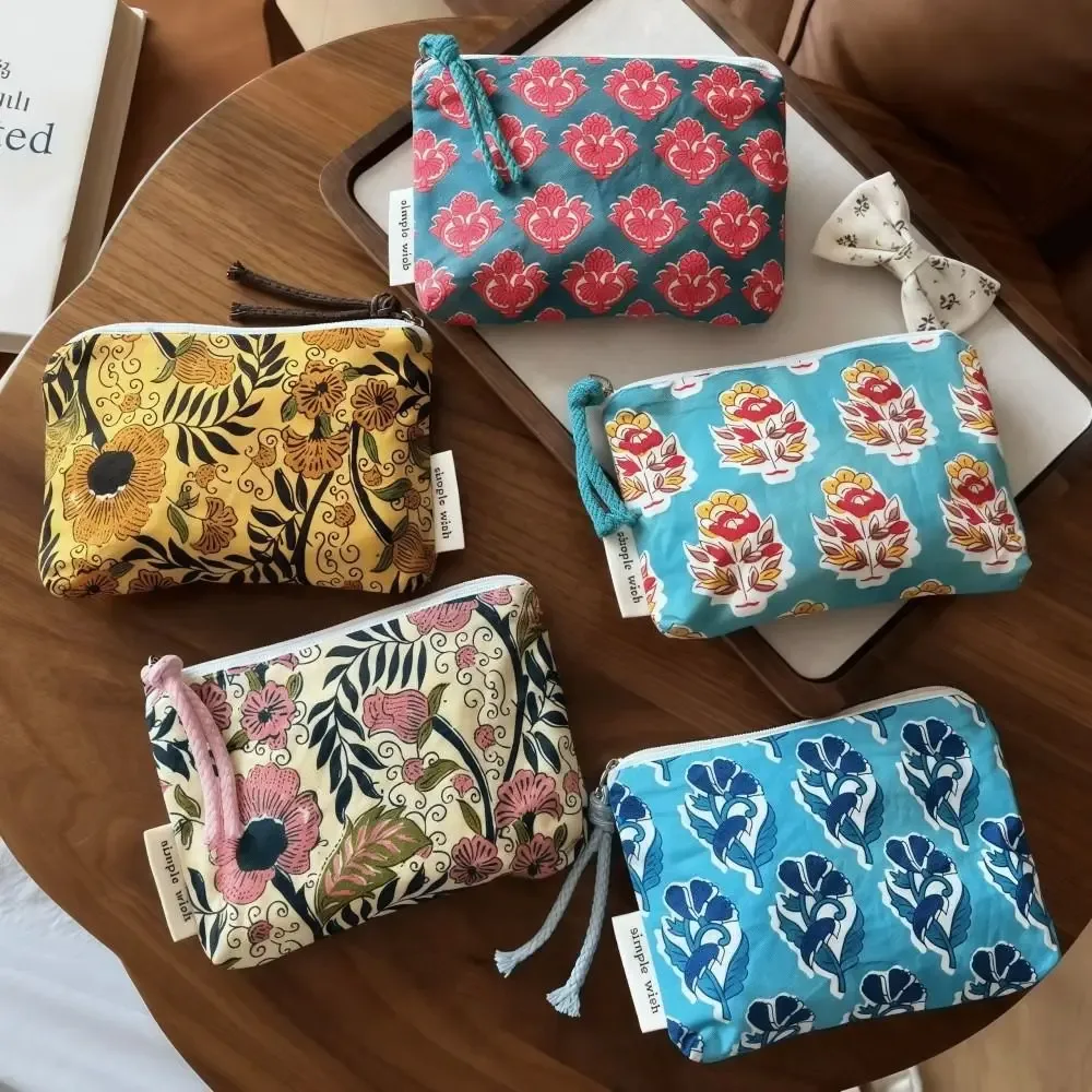 Sac à serviettes hygiéniques vintage tendance, style indien, sac à maquillage en coton, mini sac de voyage à fermeture éclair, rangement pour cosmétiques, écouteurs, etc.