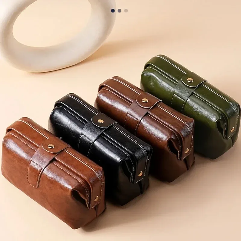 sac de toilette vintage en cuir pu de luxe, grande capacité, pour ranger les pinceaux de maquillage, sac de voyage portable pour femme