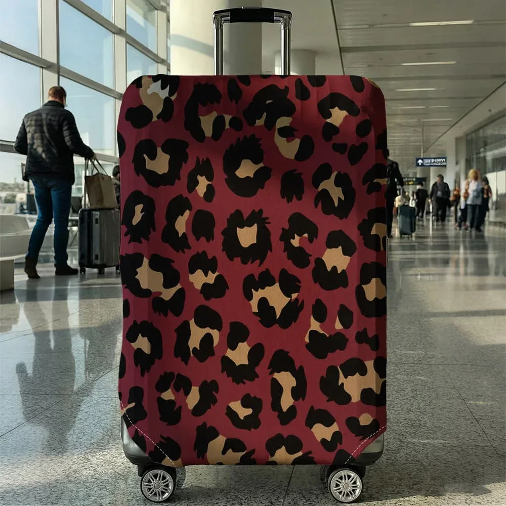 housse de bagage à imprimé léopard, adaptée aux bagages de 18 à 32 pouces, manchon pour poignée de bagage, accessoires de voyage