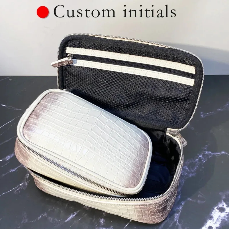 personnaliser les initiales en cuir véritable boîte d'affaires de voyage sacs de maquillage pour les femmes sacs à main et sacs à main de luxe 2026 nouveau dans le sac organisateur de motif de crocodile en peau de vach