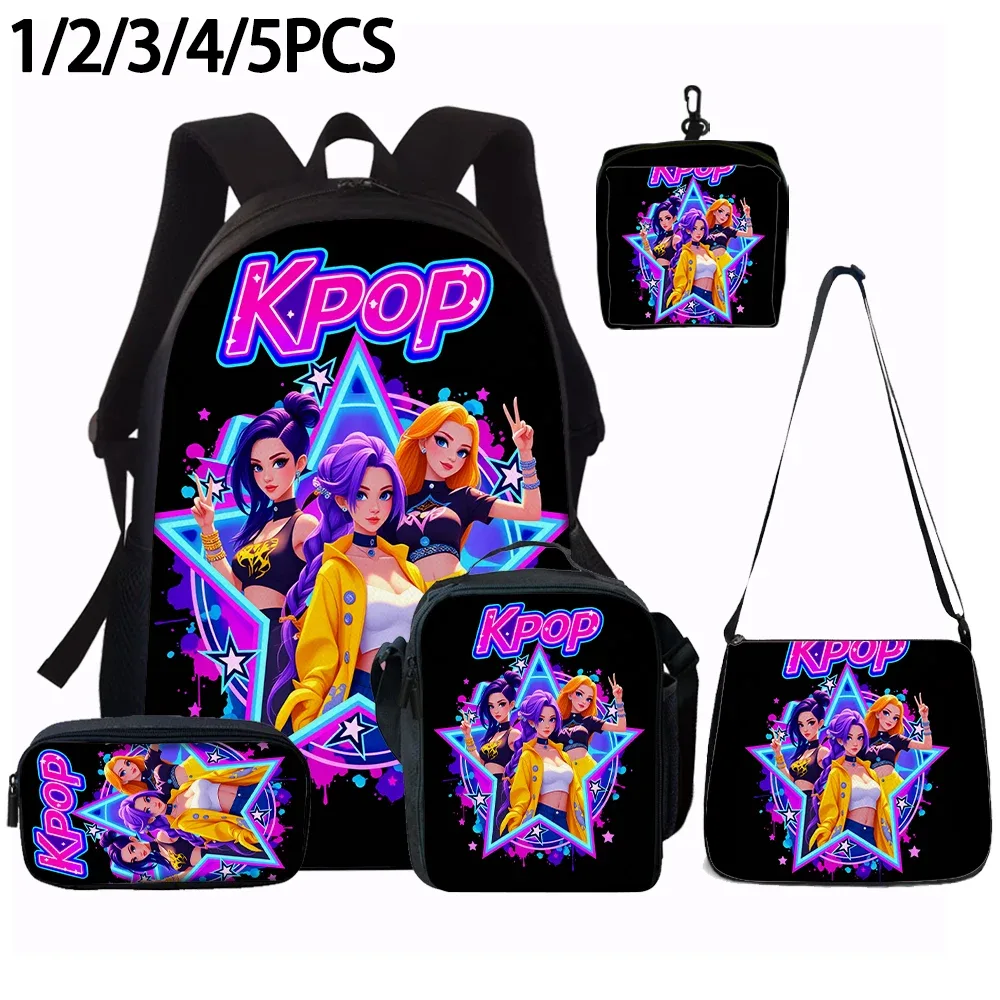sac dos polyester noir motif kpop personnages lumière accessoires voyage polyvalent unisexe durabilité escapade week end