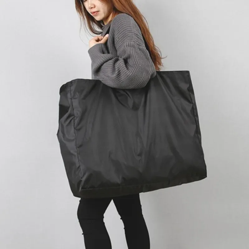 sacs de courses de couleur unie avec fermeture éclair, grande capacité, sacs fourre-tout pour l'épicerie, lavables, réutilisables, simples, robustes, pour l'extérieur, nouvelle mode
