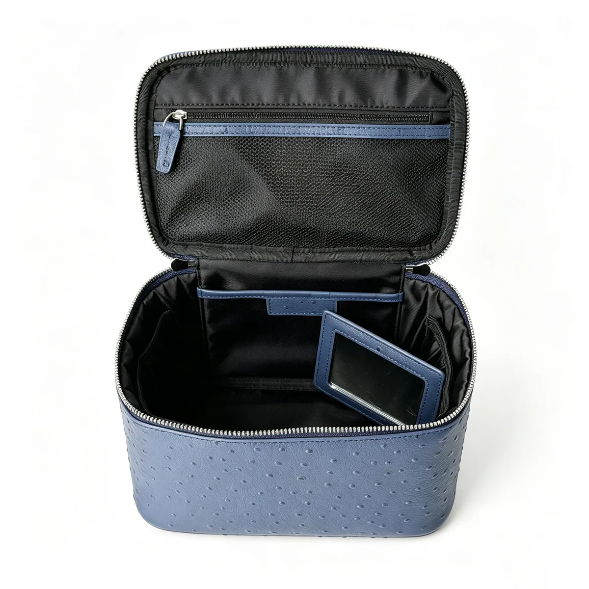 sac à cosmétiques en cuir véritable à motif d'autruche, nouveau sac de luxe en cuir de vachette de première qualité, grande capacité, portable, pour le voyage, étui de rangement pour la beauté