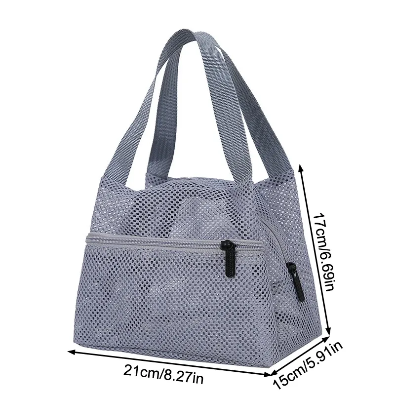 sac de voyage en maille de couleur unie, trousse de toilette portable de grande capacité pour le sport, la natation, le rangement des cosmétiques, organisateur léger, 1 pièce