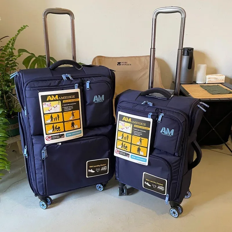 valise oxford cloth nightblue boites roues fixes tige traction multifonction business voyage grande capacité