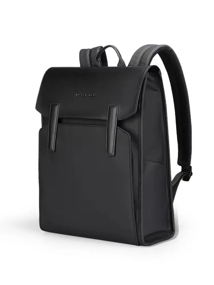 sac à dos en cuir noir classique mark ryden pour le travail, sac pour ordinateur portable 15,6 pouces, sac imperméable, sacs d'école, sacs à dos d'affaires pour hommes