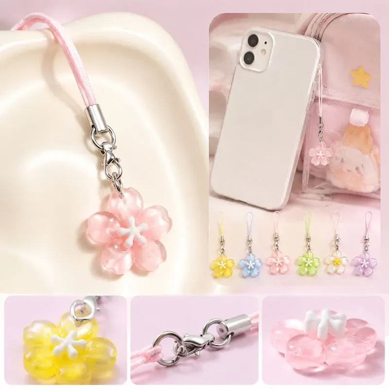 1 pièce, joli porte-bagage en forme de fleur de cerisier, pendentif coloré sakura, petit ornement pour sac, accessoire pour sac à dos, décoration, cadeau pour fille.