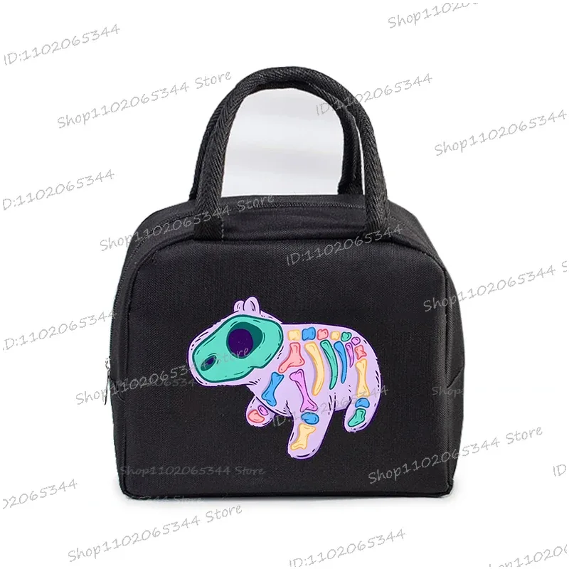 kawaii capybara design boîte à déjeuner sac de rangement femmes dessin animé capybara imprimer portable bento sacs animaux capybara amant sacs à déjeuner