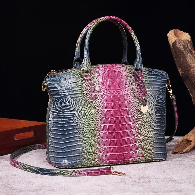 sac à bandoulière en cuir gaufré croco grande capacité, sac à main de luxe ombré pour femme, sac de voyage, cadeau