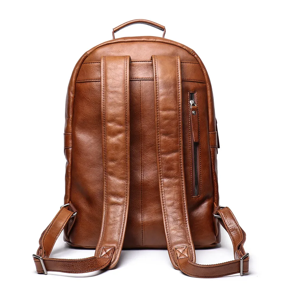 sac à dos en cuir véritable pour hommes, sac de voyage de grande capacité en peau de vache avec couche supérieure, style européen vintage, direct usine