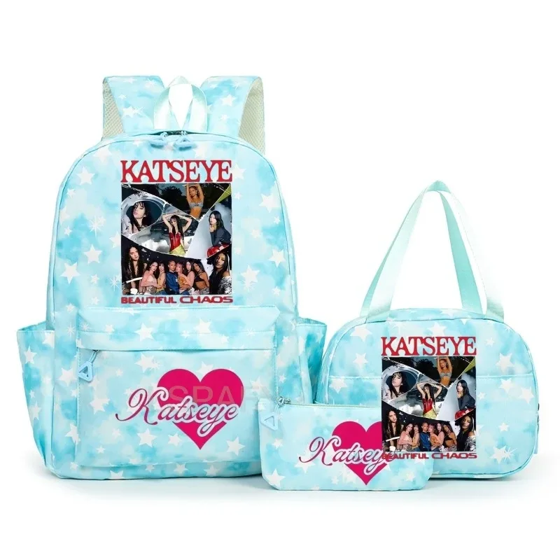 sac à dos amusant katseye pour adolescents, sac de voyage à double bandoulière, sac à crayons, sac à déjeuner, sac à livres décontracté pour étudiants, sac d'école pour filles, grande capacité, mochila
