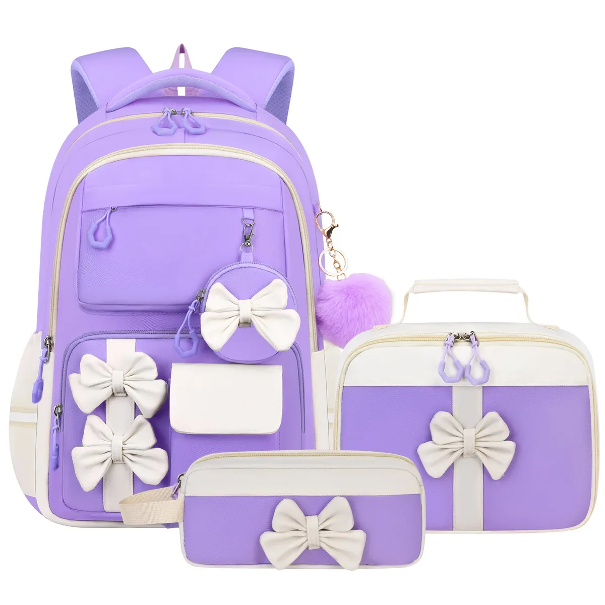 sac à dos tendance pour filles, ensemble de 3 pièces, sac à dos d'école mignon avec sac à lunch et trousse à crayons, sac à livres pour élèves du primaire et du collège