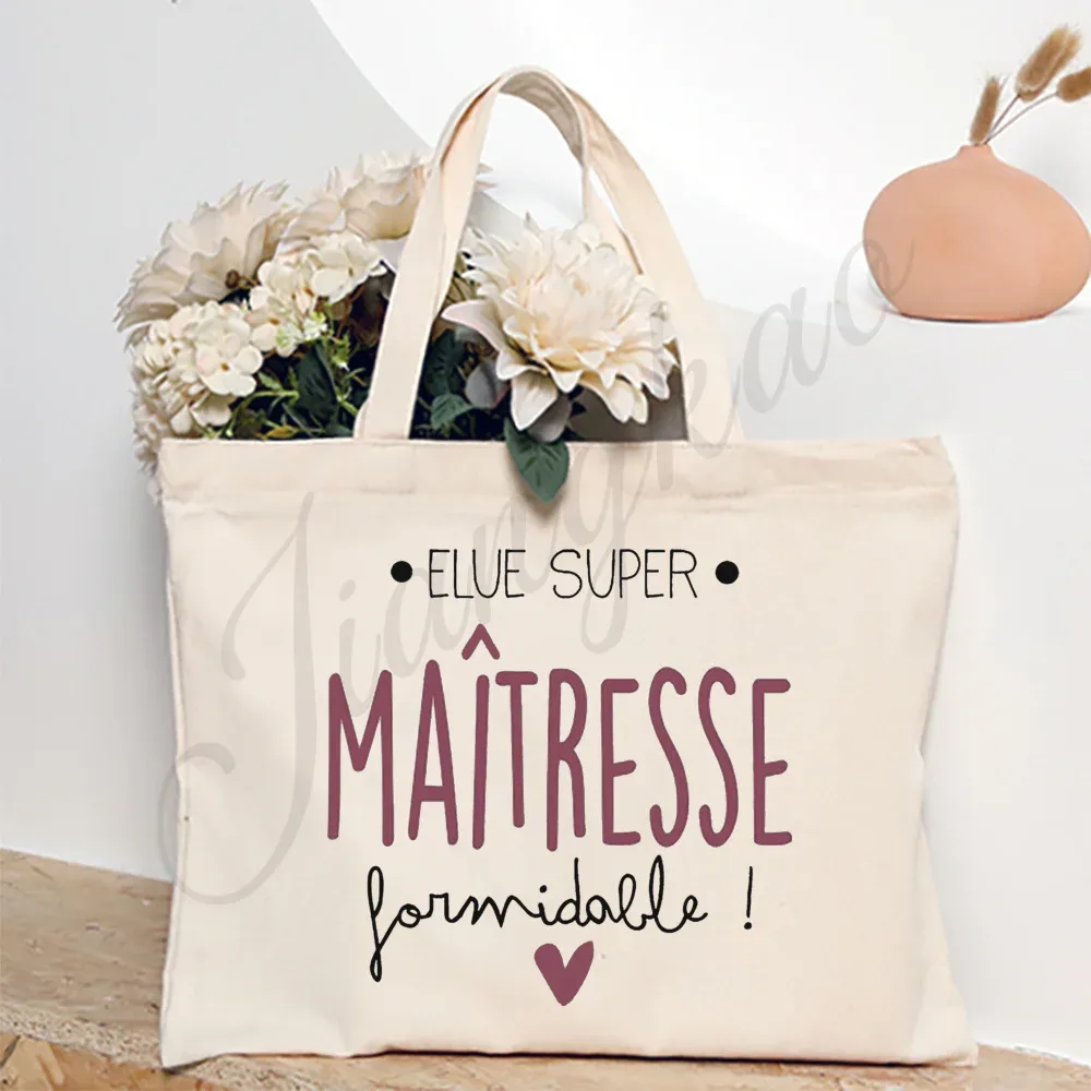 merci enseignant français impression femmes sac à bandoulière toile sacs à provisions femmes sacs à main sac fourre-tout réutilisable meilleurs cadeaux pour maitresse