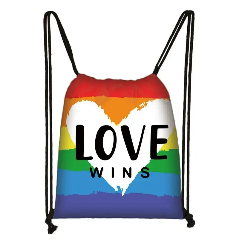 sac à dos à motif de cœur arc-en-ciel lgbt, sacs à cordon de proximité pour les zones de voyage, sac de rangement arc-en-ciel, mode thon, lesbienne et gay pride, cadeau