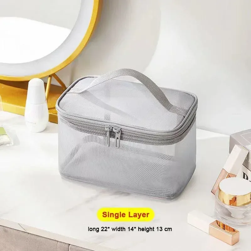maille transparente pour femme, idéale pour les cosmétiques, le maquillage et les articles de toilette, pour les voyages, le succès des ventes, sac de rangement de maquillage