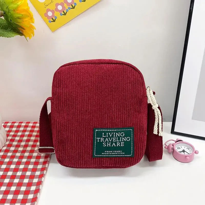 petit sac bandoulière en velours côtelé, sangle réglable, plusieurs options de couleurs, pour un usage quotidien, les voyages et le shopping
