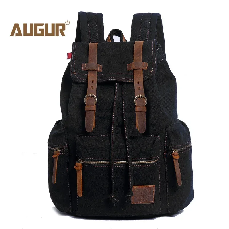 augur sacs à dos en toile vintage pour hommes et femmes, sacs de voyage décontractés pour étudiants, randonnée, voyage, camping, mochila masculina