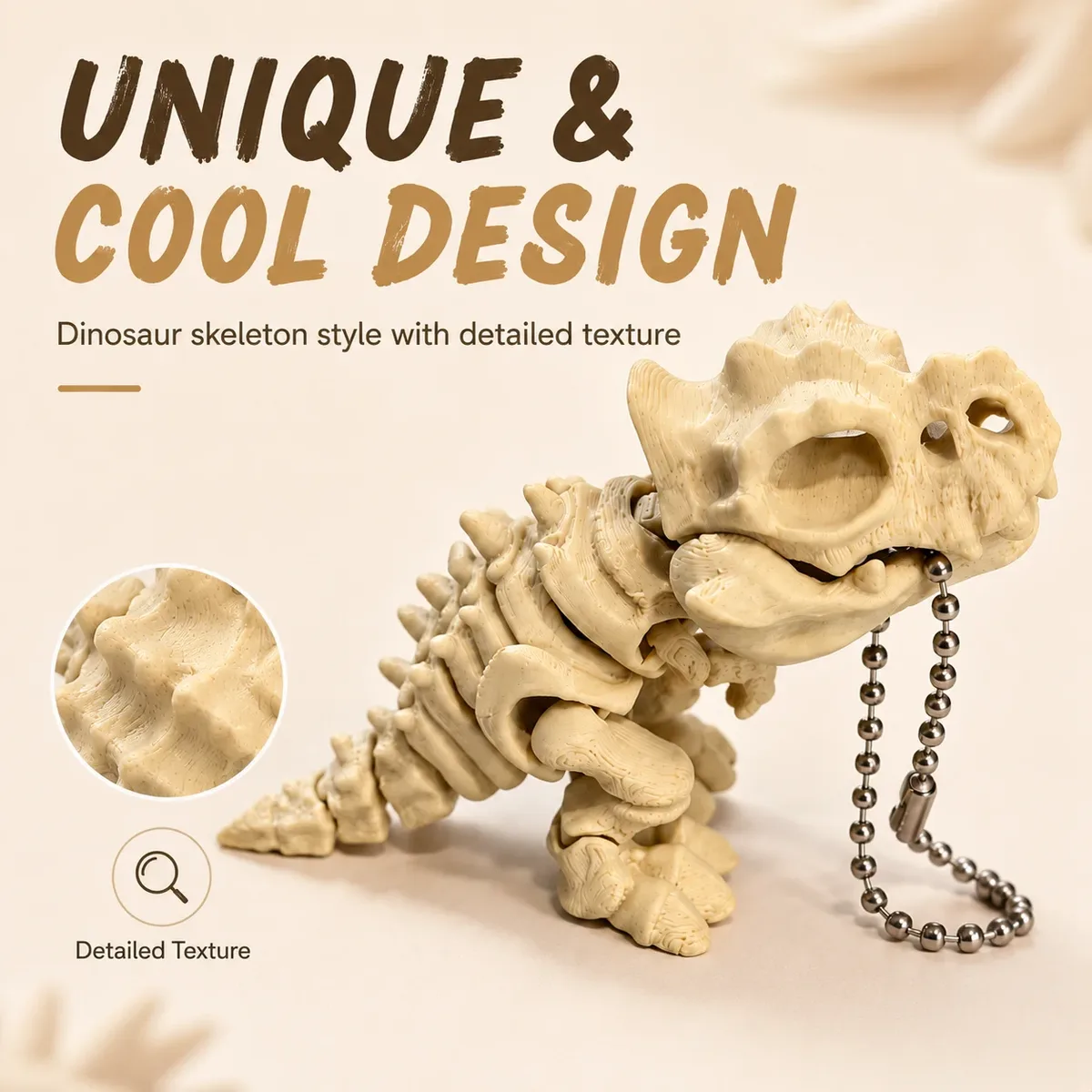 porte-clés dinosaure imprimé en 3d, squelette articulé, articulations mobiles, breloque pour sac à dos, cadeau pour les amoureux des dinosaures
