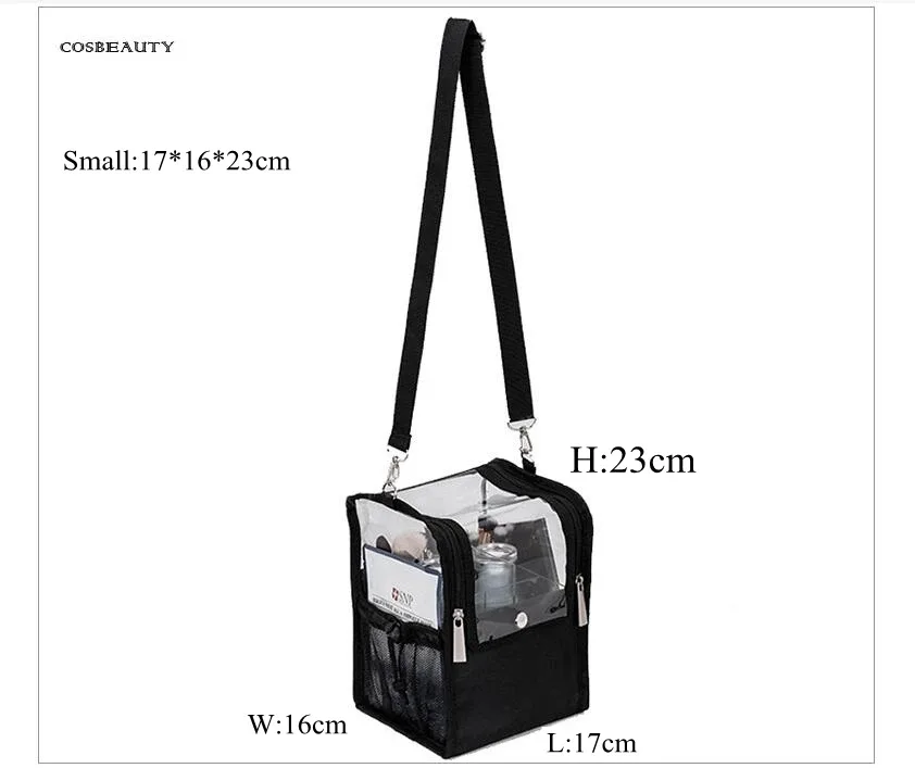 trousse de maquillage de voyage avec support de pinceau de maquillage, organisateur de synchronisation acrylique, sac cosmétique debout, sac d'artiste