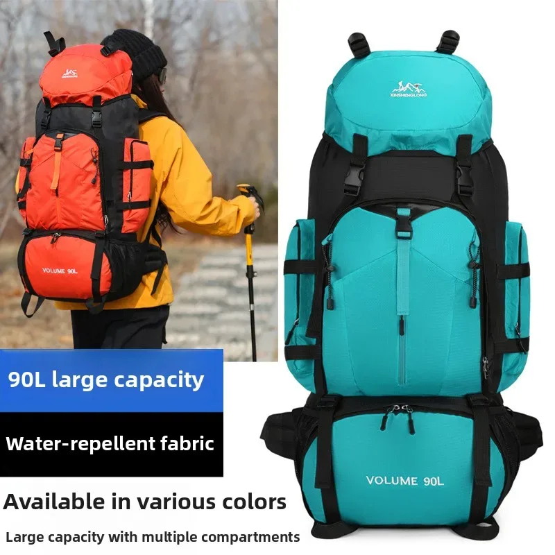 sac à dos de randonnée en plein air 90l, grande capacité, léger, pour hommes, double épaule, imperméable, respirant, confortable, oxf...