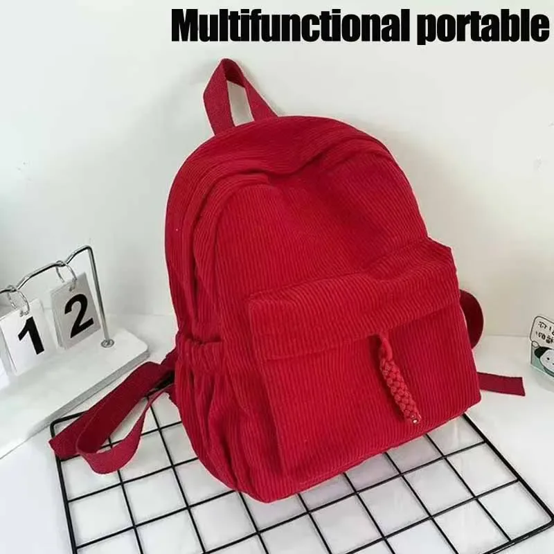Mini sac à dos en velours côtelé durable, sac à dos décontracté rétro avec plusieurs compartiments pour femmes, pour le quotidien, les voyages et le week-end