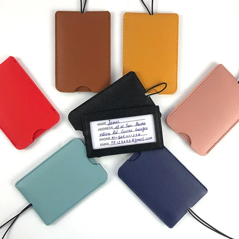 étiquettes à bagages en cuir pu pour hommes et femmes, étiquettes de sac de valise, porte-adresse d'identification de nom de bagage, étiquette de bagage, accessoires de voyage