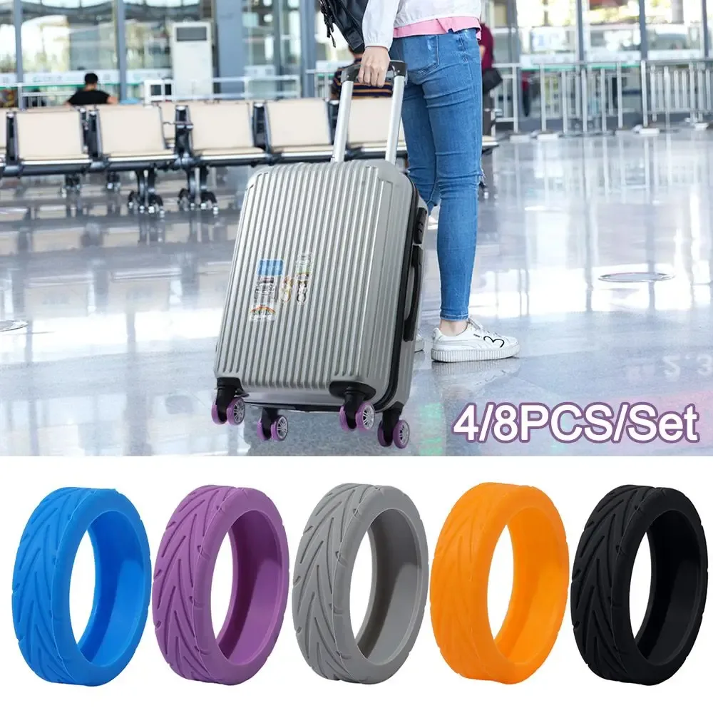 anneaux caoutchouc protection roues valises voyage couleur doré marron rose bleu argent orange blanc rouge silencieux epais tâche pneu motif