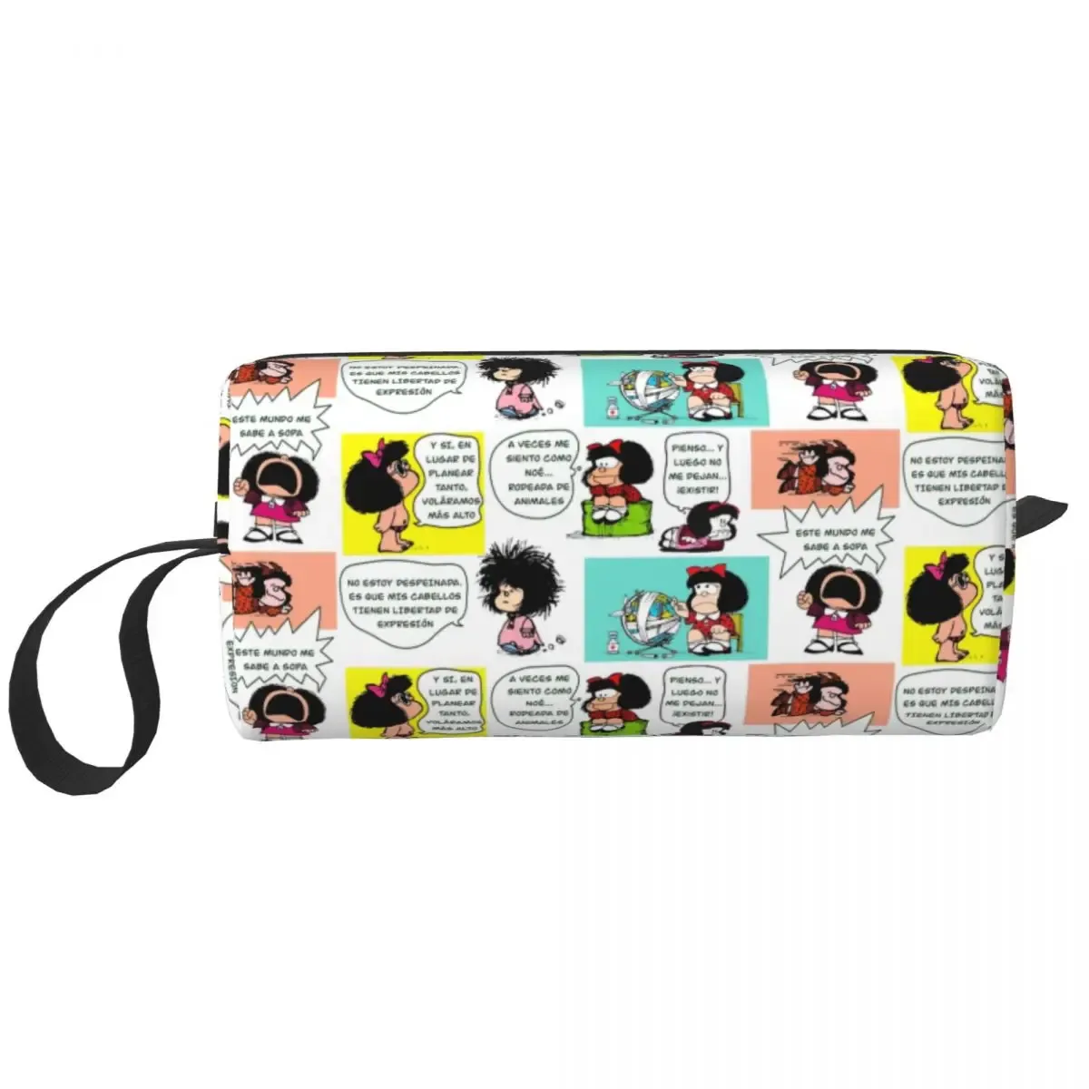 sac de maquillage personnalisé mafalda ballon coeur femmes voyage organisateur cosmétique mode quino manga dessin animé stockage trousses de toilette