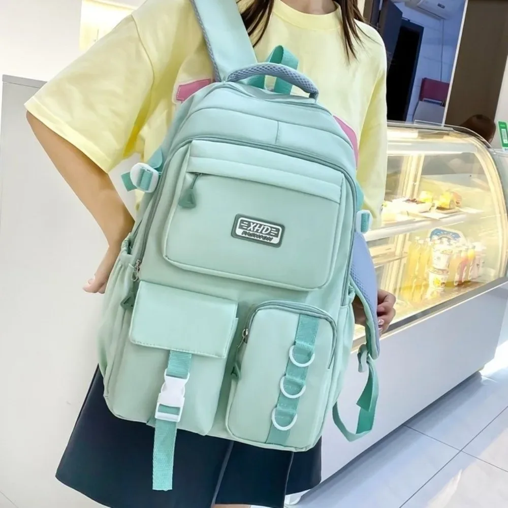 sac à dos scolaire en nylon, multi-poches, bretelles rembourrées réglables, sac à dos pour ordinateur portable, grande capacité, résistant à l'eau