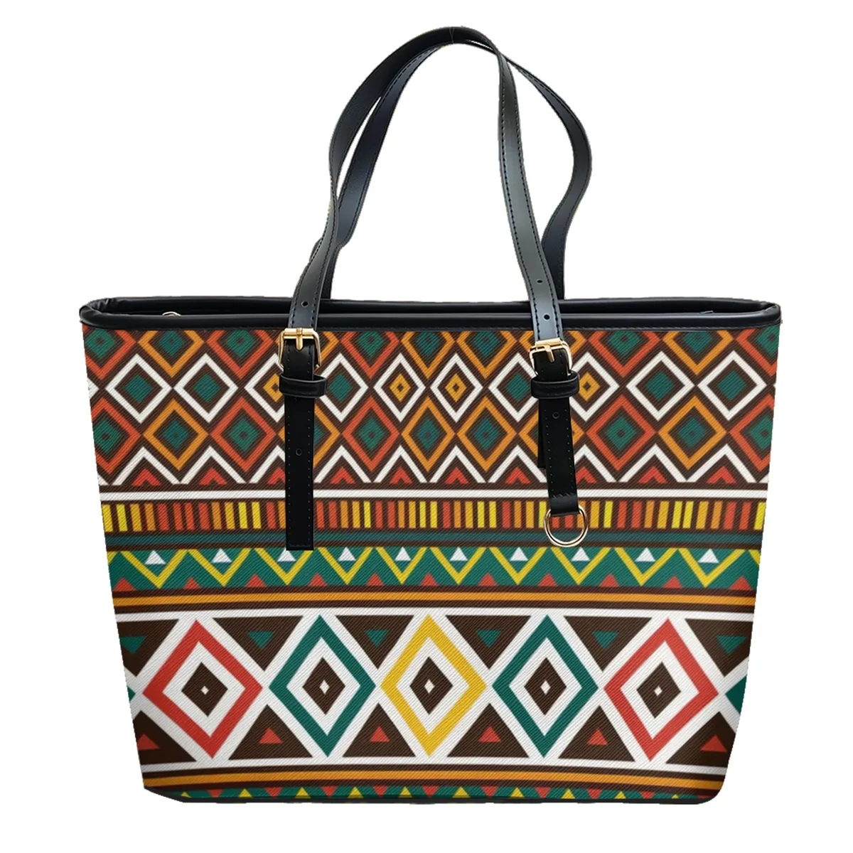 sac à bandoulière en cuir pvc oxford imprimé aztèque rétro, fourre-tout léger à fermeture éclair, minimaliste, usage quotidien, sac à main convertible pour le travail et le week-end