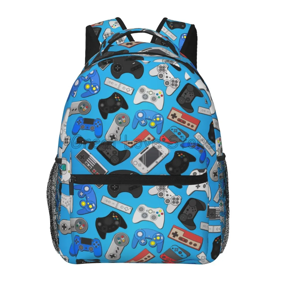 sac dos toile noir motif jeux vidéo multicolore fermeture éclair 20 35 litres polyester polyvalent voyage école week end vacances randonnée camping