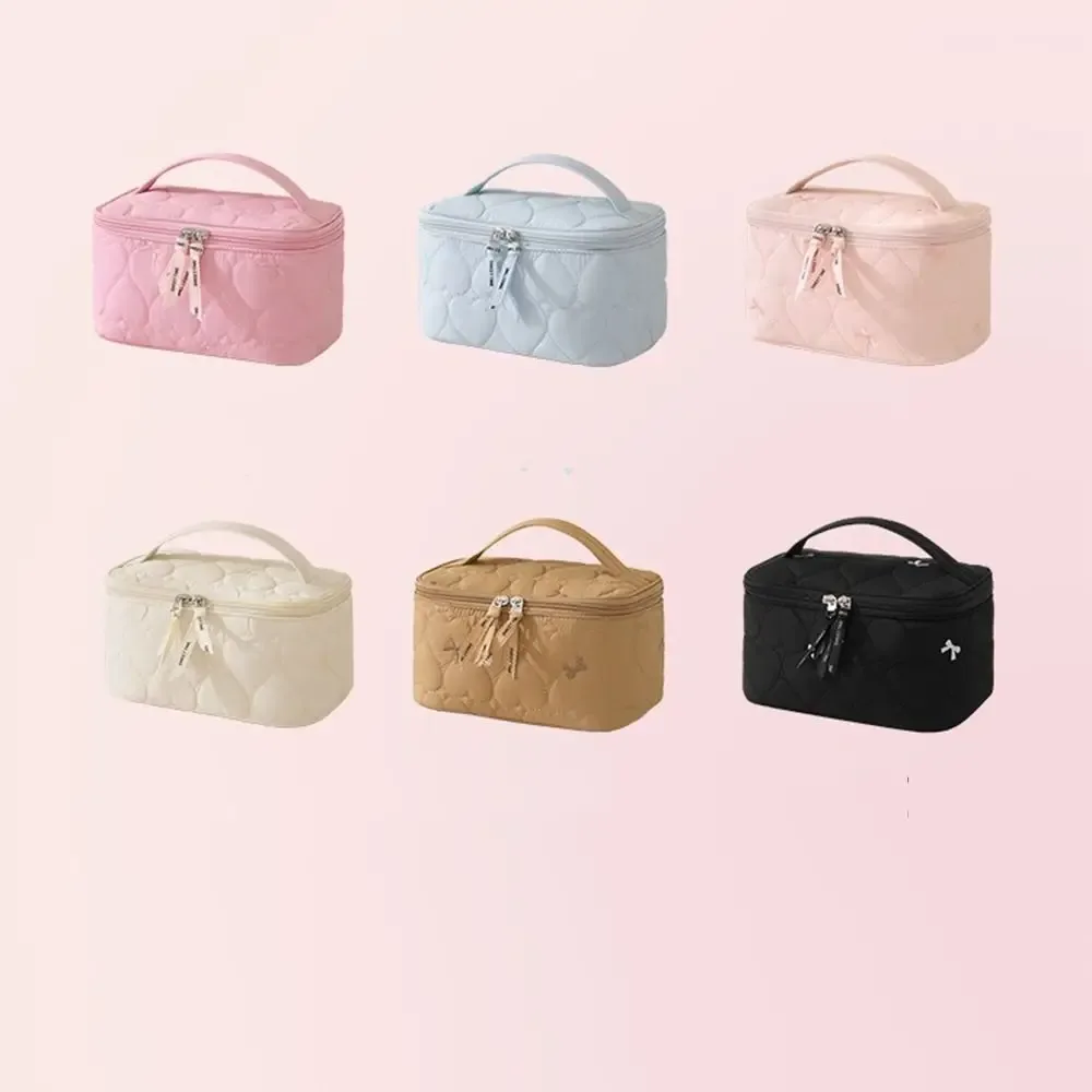 grande trousse de maquillage pour femmes, imprimé cœur, imperméable, sac de toilette de voyage, sac de rangement pour cosmétiques à double fermeture éclair, portable