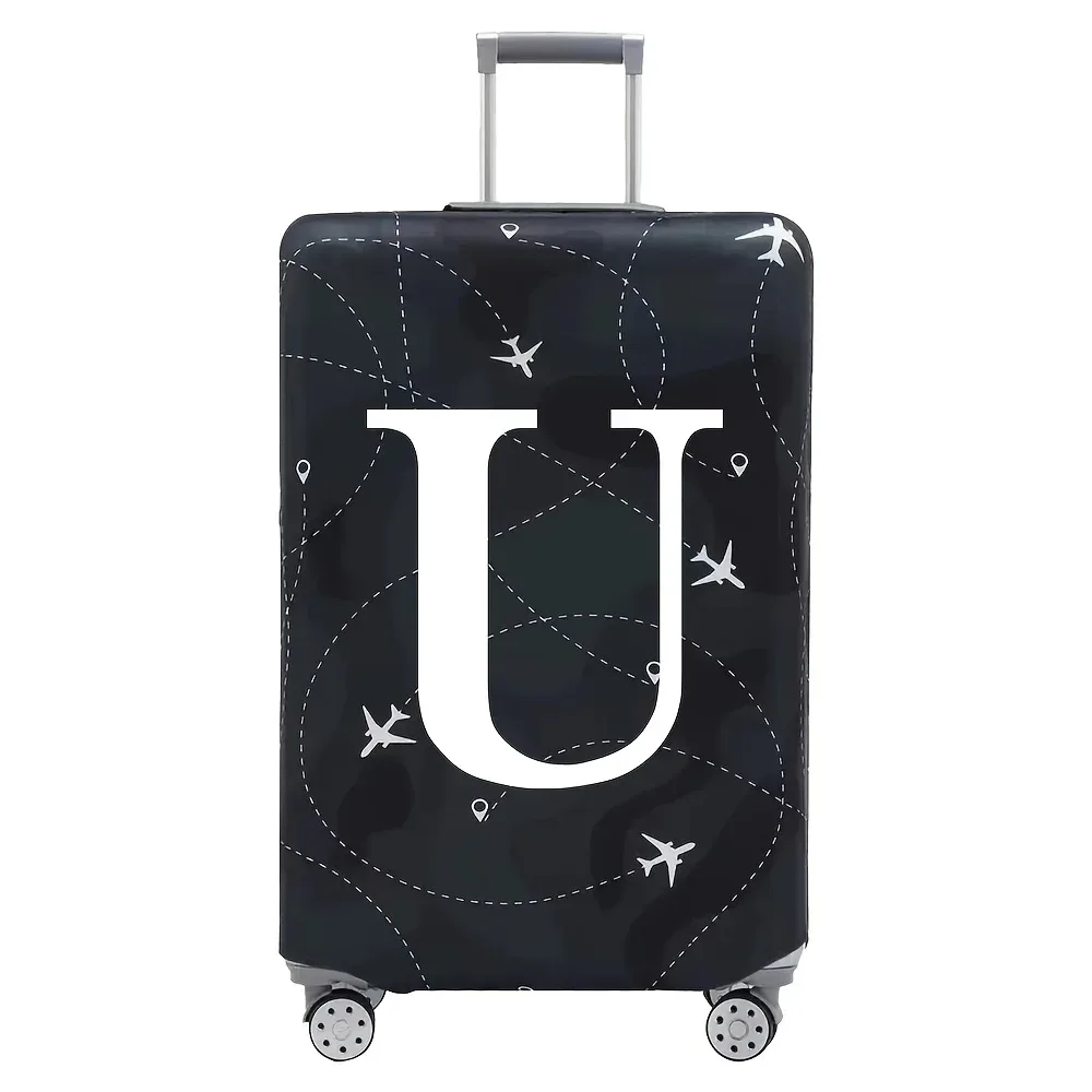 housse valise polyester motif trajectoires avions lettres noire blanc voyage protection valise taille variable