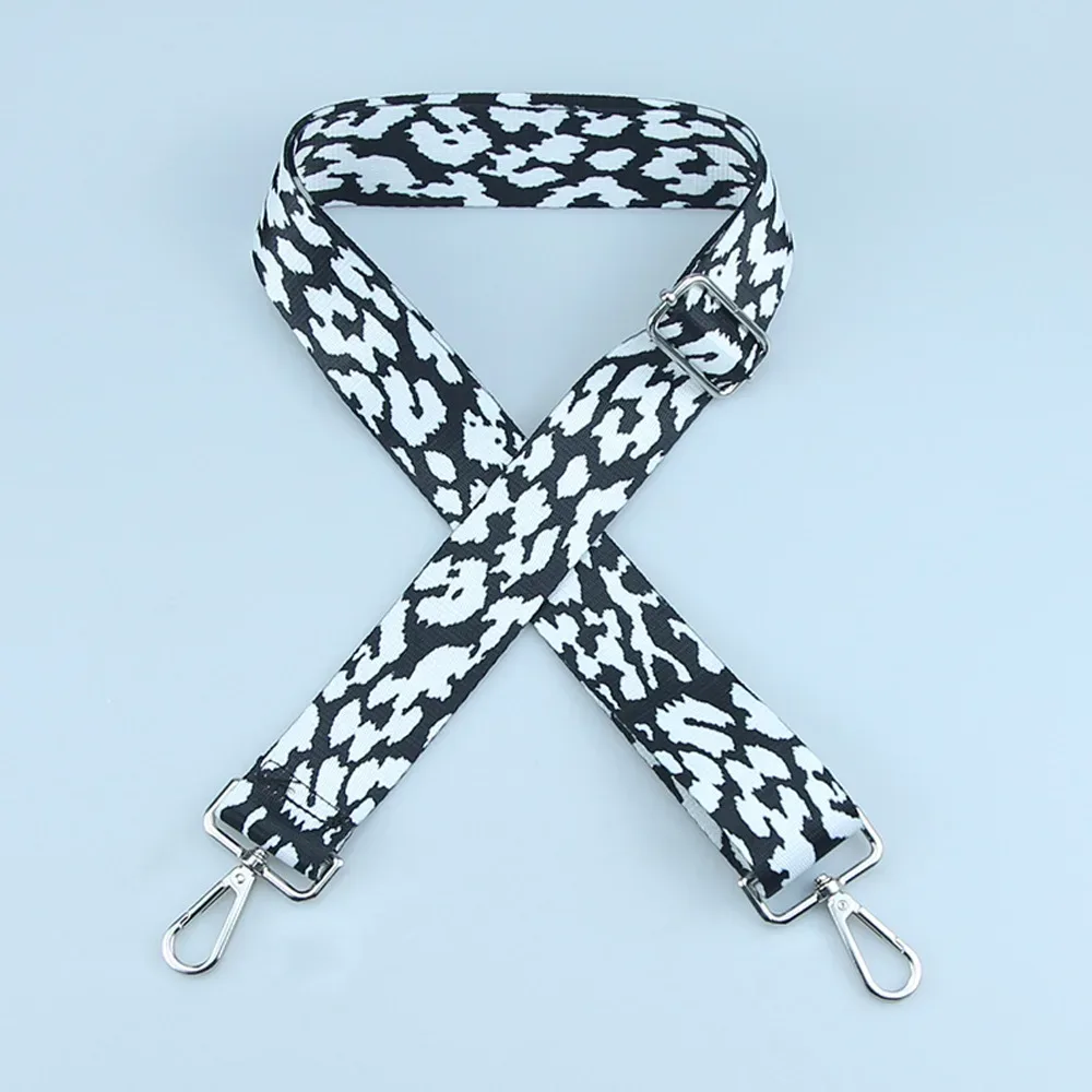 sangle de sac en nylon pour femme, sangle de sac à bandoulière, sangle de messager initiée, sangles d'environnement brodées réglables, accessoires noirs et blancs