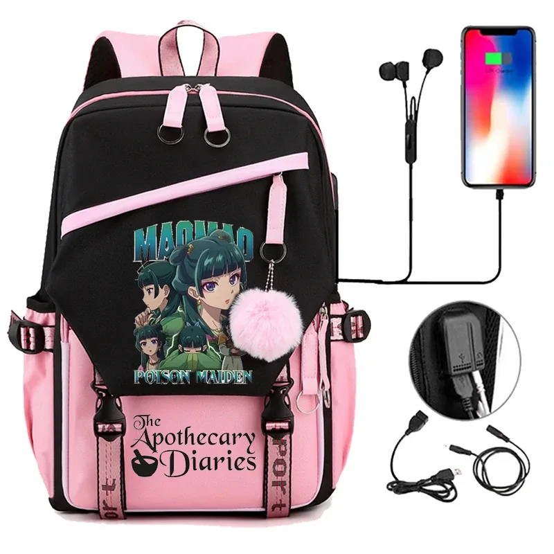 retour à l'école sac à dos pour filles garçons adolescent les journaux d'apothicaire maomao mode usb sacs d'école voyage sacs à dos mochila