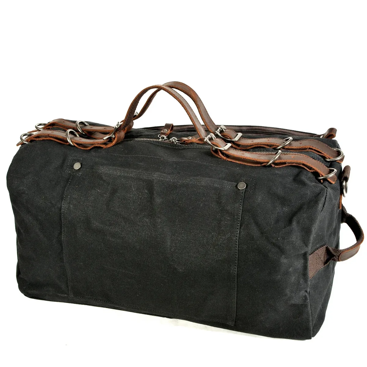 sac de voyage de style militaire, en toile épaisse cirée, sac de sport de grande capacité, sac de voyage rétro pour activités de plein air.