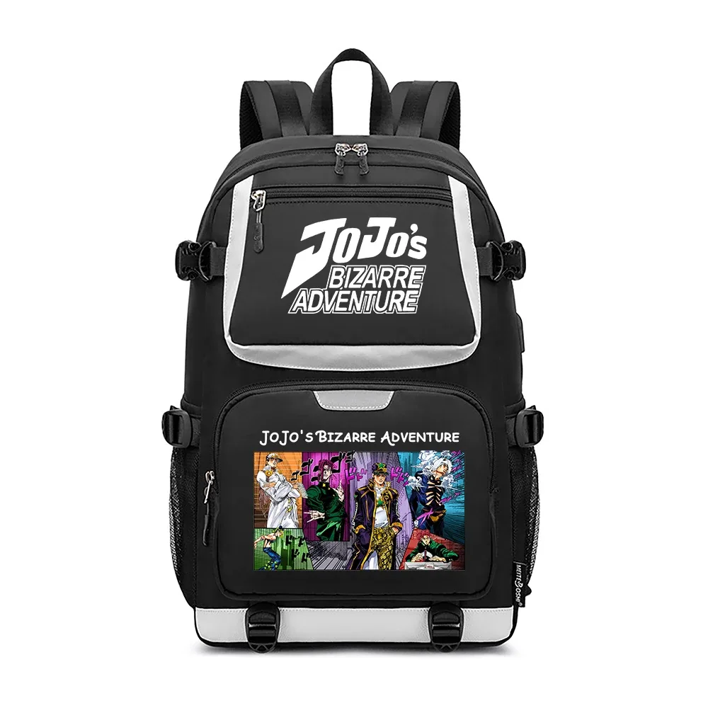 jojo's bizarre adventure – sac à dos de voyage dessin animé, grands sacs d'école imperméables pour femmes, sac à dos rose avec port usb pour ordinateur portable