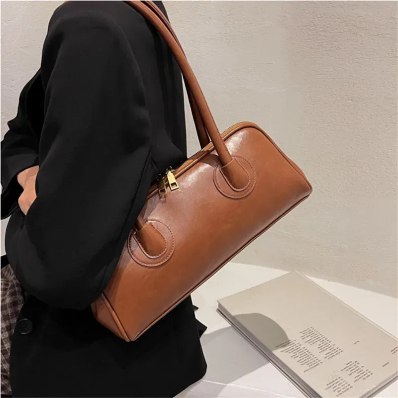 sac à main en cuir classique, sac rétro simple à porter sous le bras, sac fourre-tout élégant et stylé pour femme, sac à bandoulière polyvalent pour tous les jours
