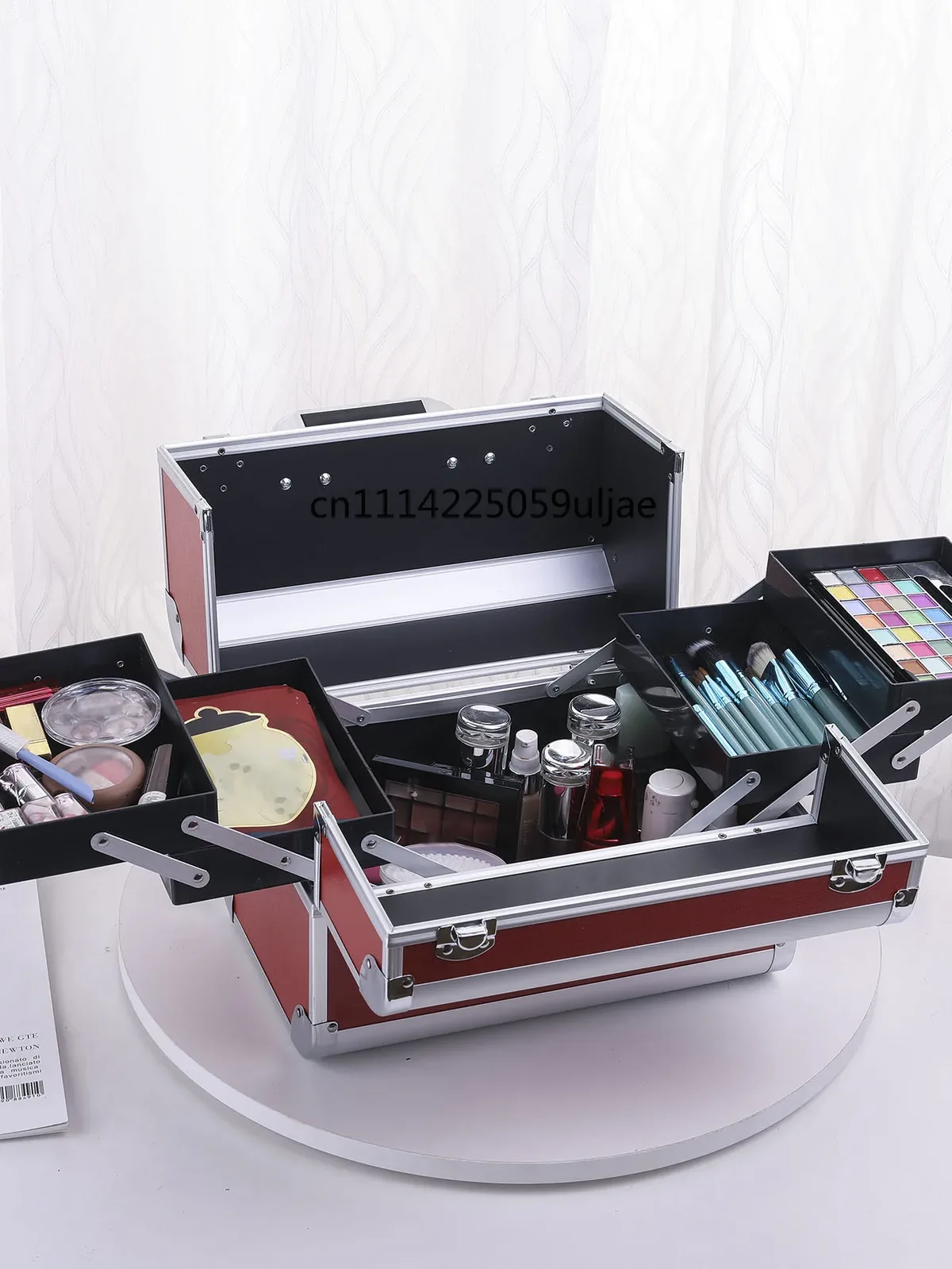 trousse de maquillage, organiseur de cosmétiques, très grande, 12 pouces, 6 plateaux, trousse de maquillage portable, boîte de transport pour maquillage